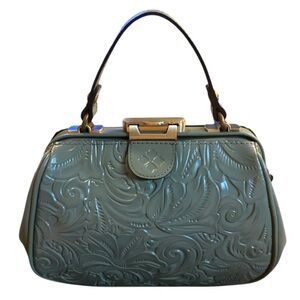 Patricia Nash Sage Green Embossed Patent Satchel